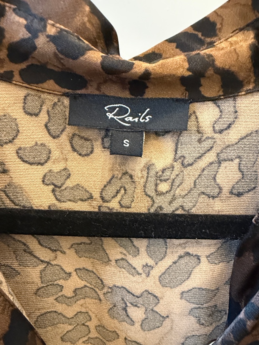 Rails Brown and Black Leopard satin Dress Jazlyn Ginger spotted size small - Picture 2 of 3